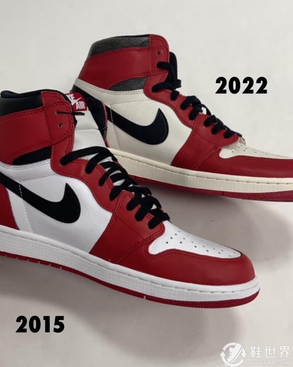 AJ1芝加哥复刻2022和2015版本有什么区别？